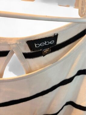 Vintage bebe white & Black Striped Top
